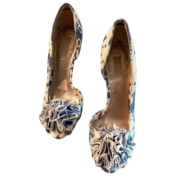 Rachel Rachel Roy Tie Dye Denim Open Toe Pumps - Picture 2 of 6